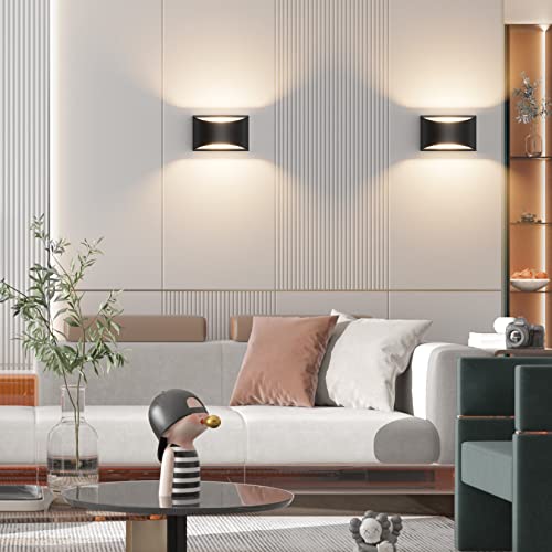 Black Modern LED Wall Sconce Indoor Wall Lights 1 Pack Hardwired Up and Down Wall Mount Light for Living Room Bedroom Hallway Corridor Conservatory Warm White 3000K