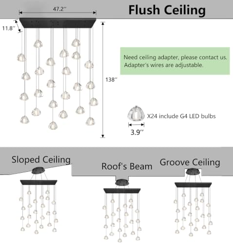 Dining Room Chandelier Dimmable Light Fixtures Black 24 Lights