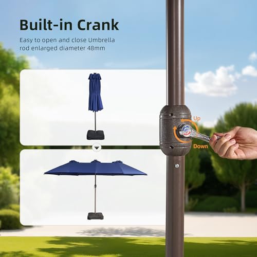 15 ft Large Patio Umbrella with Color Changing Lights