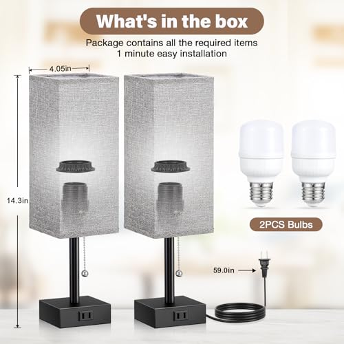 Bedside Lamp for Bedroom Set of 2 (2 Count)