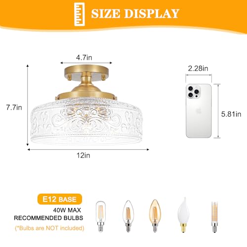 Gold Semi Flush Mount Ceiling Light