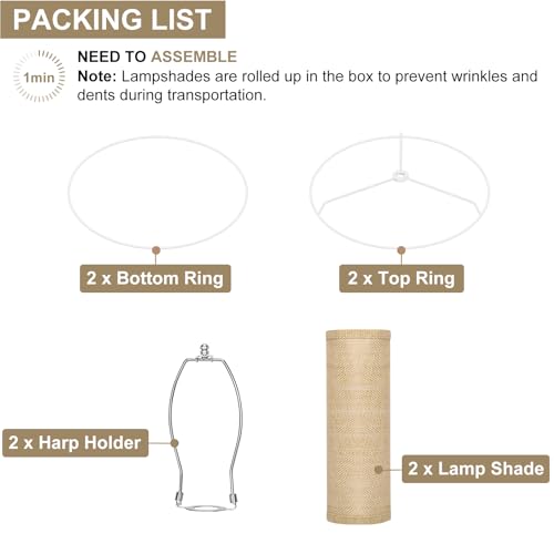 Burlap Tall Drum Lamp Shades Set of 2