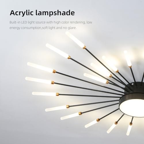 41.3" Ceiling Light Modern Flower Shape Ceiling Lamp for Living Room Dining Room Semi Flush Mount Metal Acrylic Sputnik Firework Petal LED Lighting Fixture