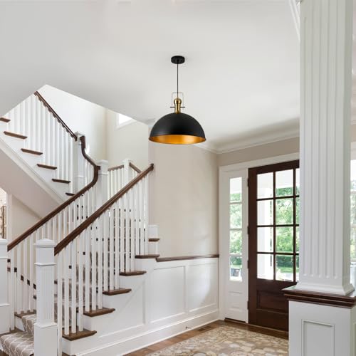 12 Inch Black Farmhouse Pendant Lights for Kitchen Island 1 Pack