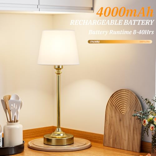 Gold Cordless Table Lamp with Rechargeable Battery