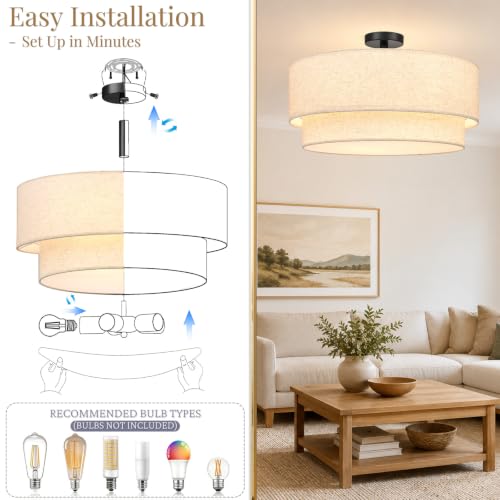 24 Inch Flush Mount Ceiling Light Black