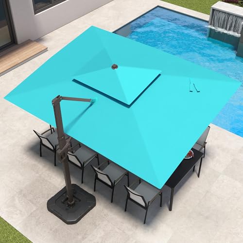 9x12 FT Patio Cantilever Outdoor Offset Umbrella with LED Lights