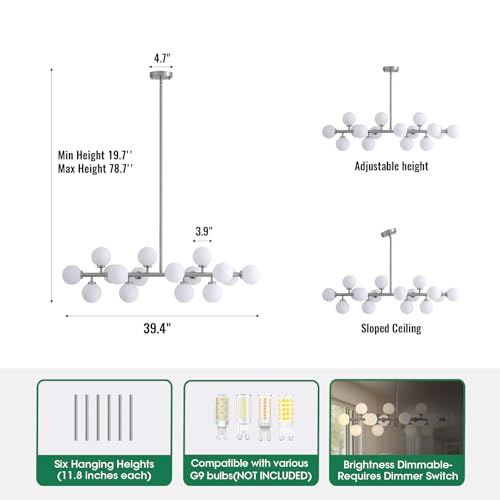 Mid Century Modern Chandelier for Dining Room Light Fixture