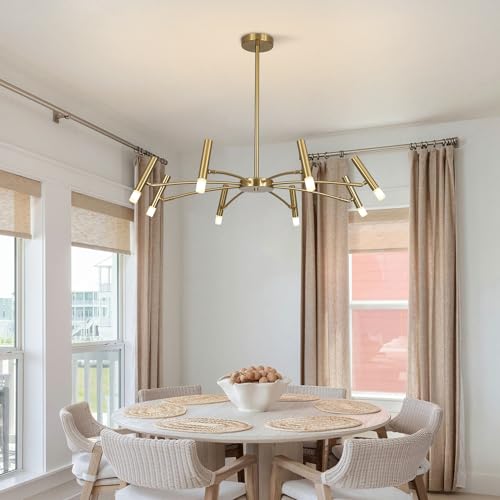 Brass Gold Chandelier Light Fixture Small Metal Candle Chandelier Farmhouse Sputnik Ceiling Light Fixture Modern Foyer Pendant Lighting