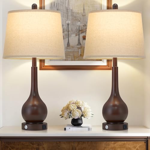 26" Brown Table Lamps Set of 2 (2 Count)