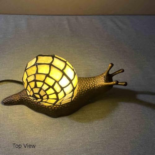 L10943 Yellow Land Snail Tiffany Style Stained Glass Accent Lamp