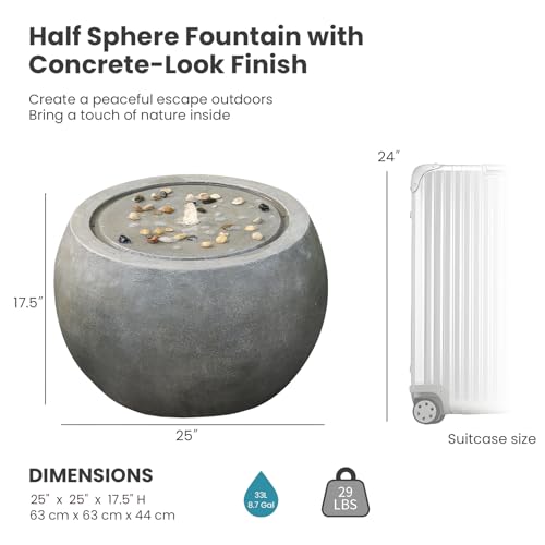 Solar Water Fountain Outdoor Garden Bubbler Large Water Feature Outdoor Fountains Solar Powered with Pebbles for Patio Deck Yard Home Decor Gray