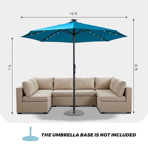 10FT Motorized Patio Umbrella with Solar LED Lights