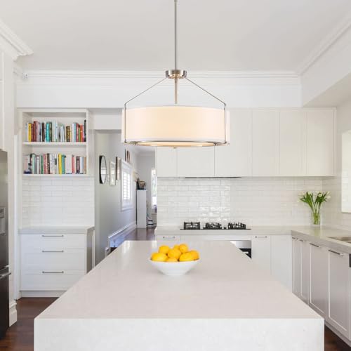 20Inches White Drum Chandelier Large Pendant Lights for Dining Room