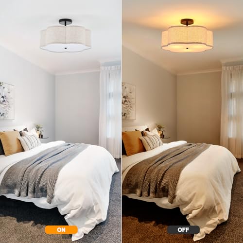 18" Black Semi Flush Mount Ceiling Light
