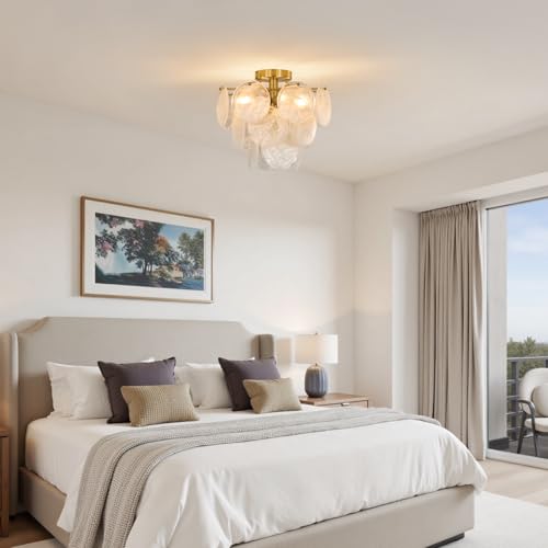 Gold Semi Flush Mount Chandelier