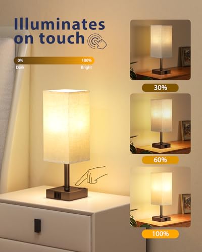 Brown Touch Table Lamp for Bedroom