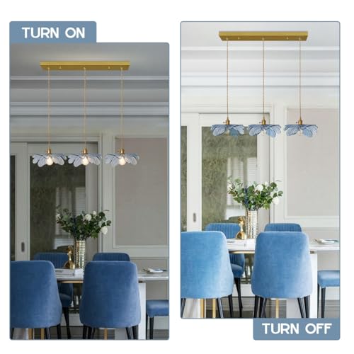 3 Light Hand Blown Glass Chandelier