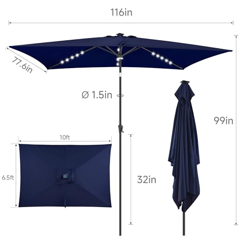 Solar Patio Umbrella Rectangular