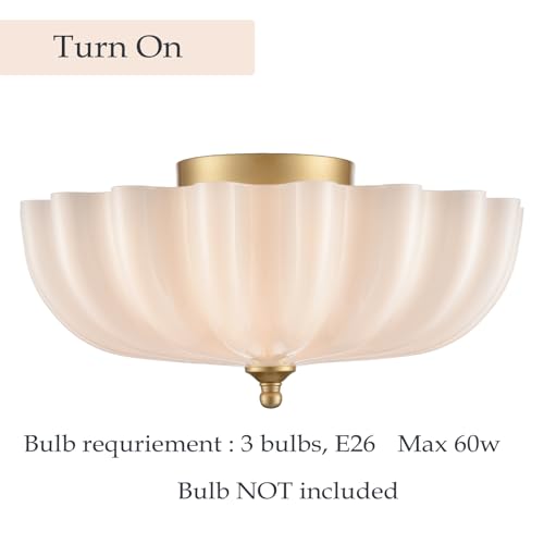 Modern Gold Ceiling Light Fixture with Milky Glass Shade