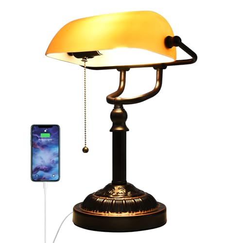 Bankers Desk Lamp with USB