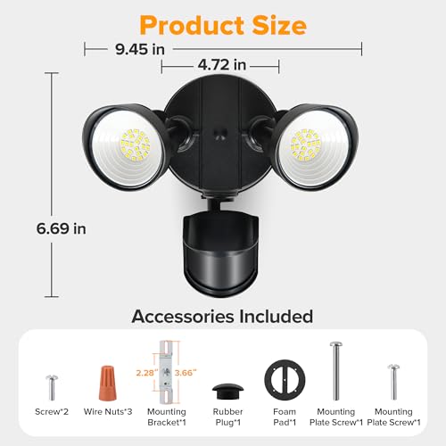 2 Pack LED Security Light Motion Sensor Outdoor Lights