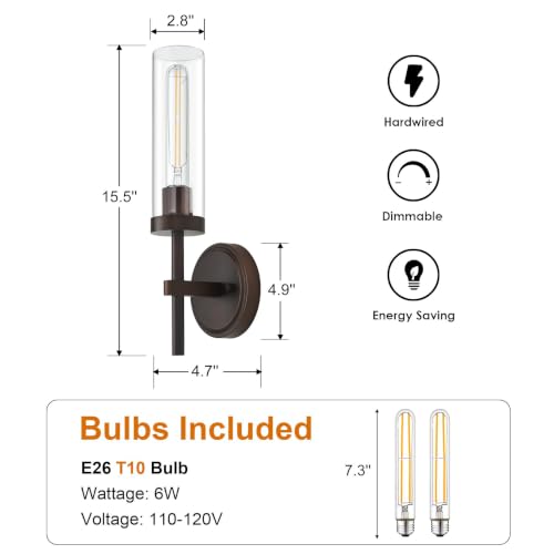 Oil Rubbed Bronze Wall Sconces Set of Two