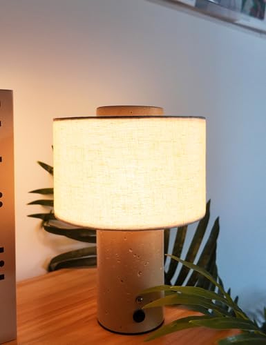 Stone Lamp Natural Travertine Table Lamp 10 Inch Marble Wabi Sabi Light Fixture Organic Modern Home Decor Warm to Cool White Light for Bedside