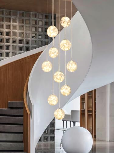 10 Light LED Staircase Chandelier Crystal Ceiling Lights Large Chandeliers for High Ceilings (127 Count)