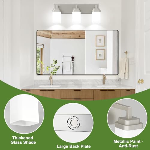 Brushed Nickel Bathroom Light Fixtures (Nickel / 3-Light)