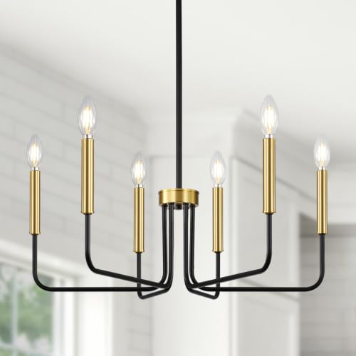 6 Light Black and Gold Chandelier
