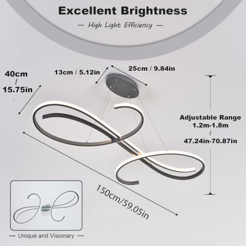 Music Note Shape Dimmable Height Adjustable Modern LED Pendant Chandelier