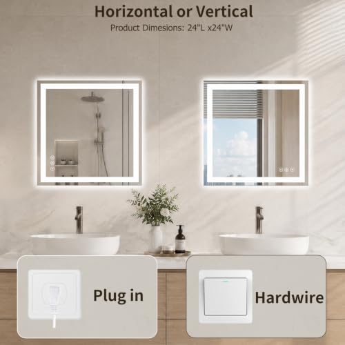 24"x24" LED Bathroom Mirror with Lights