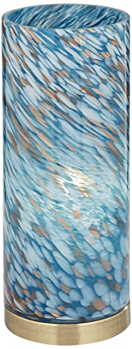 Nikki 13 1 2" Small Accent Lamp Coastal Modern Blue Glass Art Antique