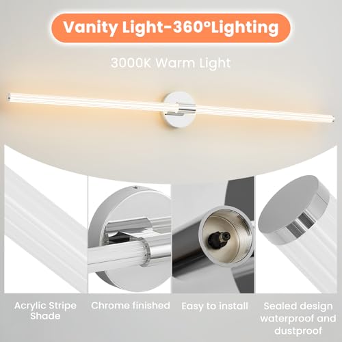 Bathroom Vanity Lights 47" Long LED Vanity Light Bar Chrome