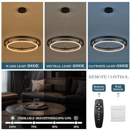 LED Ring Chandelier Dimmable Black Brushed Nickel Chandeliers