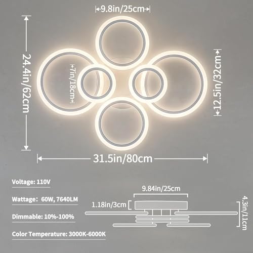 60W Modern LED Ceiling Light Fixture