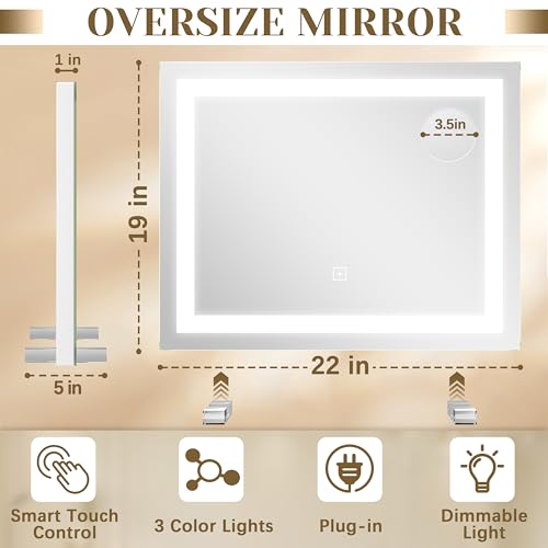 22x20 Inch Lighted Vanity Mirror