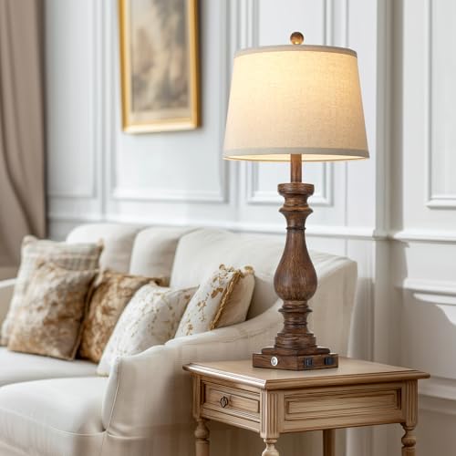 29" Tall Vintage Table Lamps Set of 2 (Brown)