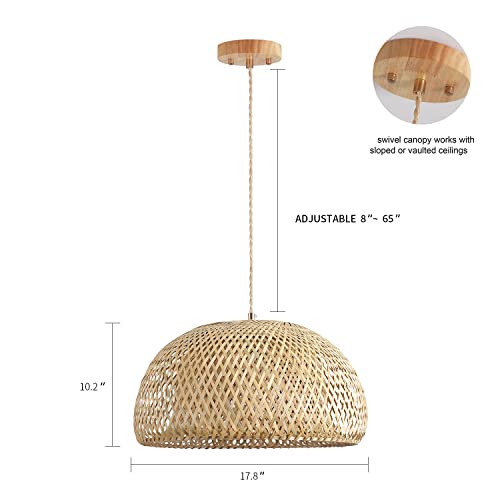 Bamboo Large Pendant Light Fixture 17.8 inch One