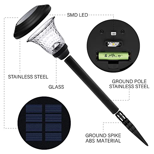 Metal & Glass Solar Lights Outdoor (8 Count)