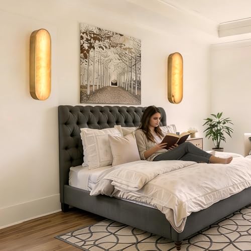 19.2in Alabaster Wall Sconce Set of 2