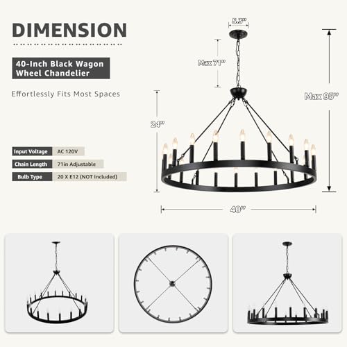 Wagon Wheel Chandeliers 40" 20