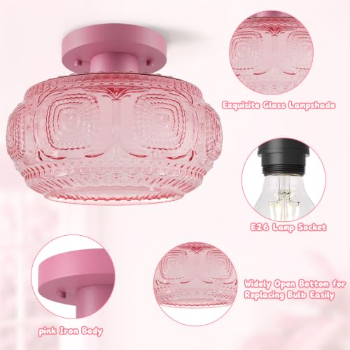 Large Globe Glass Semi Flush Mount Ceiling Light Fixture