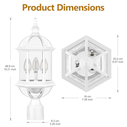3 Light Outdoor Post Lights White Lamp Post Light Fixture