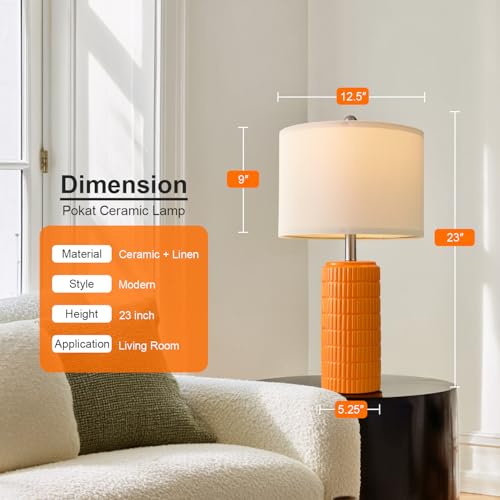 23" Orange Table Lamps Decor for Living Room Set of 2 (2 Count)