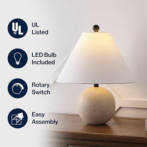 Liza 16" Modern Travertine Stone Bedside Table Lamp
