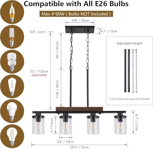 29.3" Dining Room Light Fixtures Over Table (4 Count)