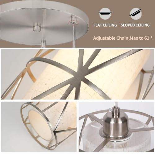 Brushed Nickel 3 Light Chandelier