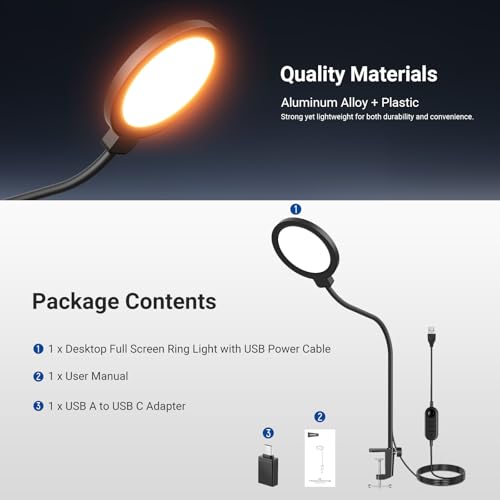Entry Level Version 5" Edge Lit Streaming Light with Desk Clamp Stand